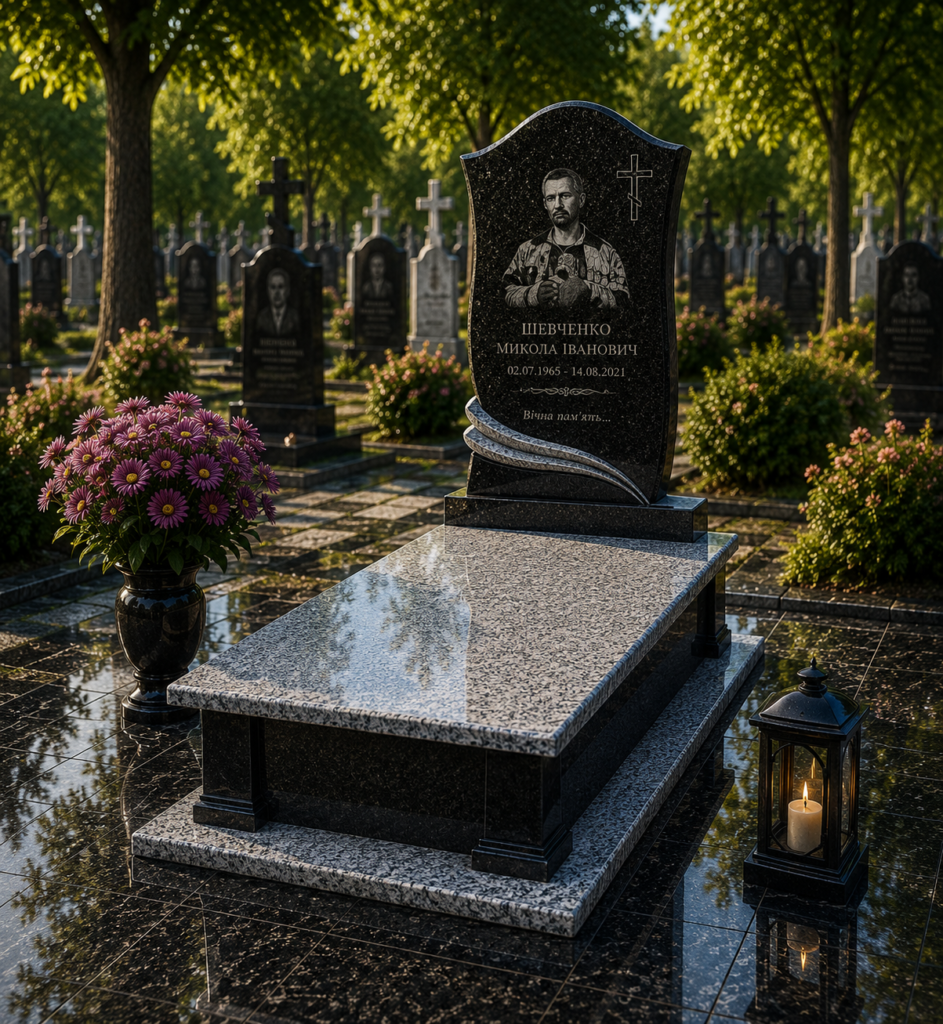 Одинарний гранітний пам’ятник «Вічна Шана»