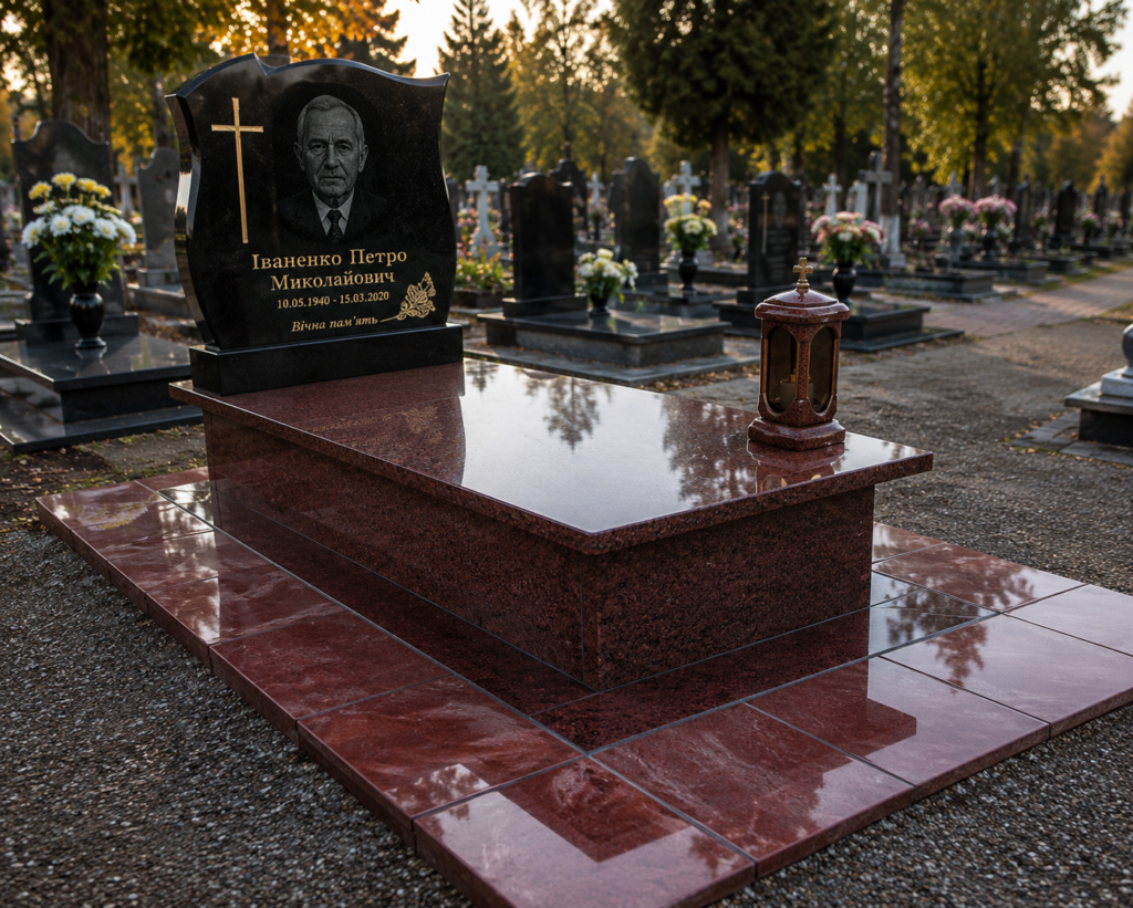 Одинарний гранітний пам’ятник «Гідність Пам’яті»