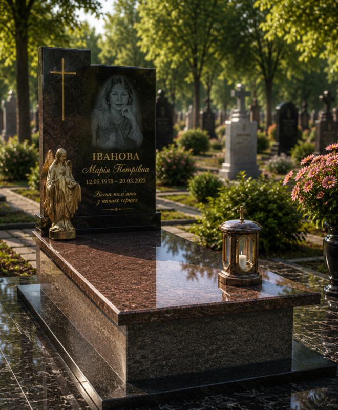 Одинарний гранітний пам’ятник «Вічне Світло»