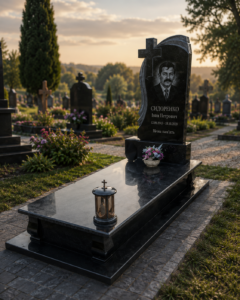 Одинарний гранітний пам’ятник «Священна Пам’ять»