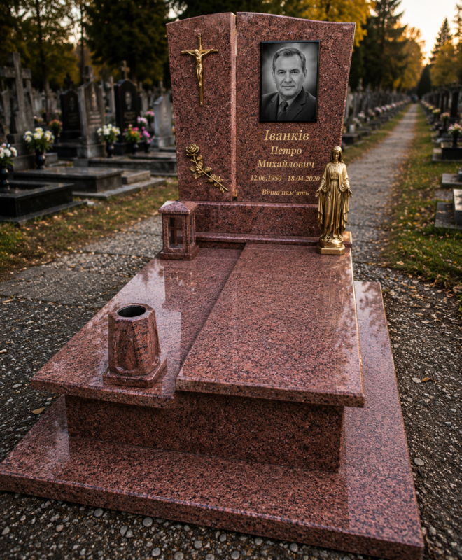 Одинарний гранітний пам’ятник «Світло Молитви»
