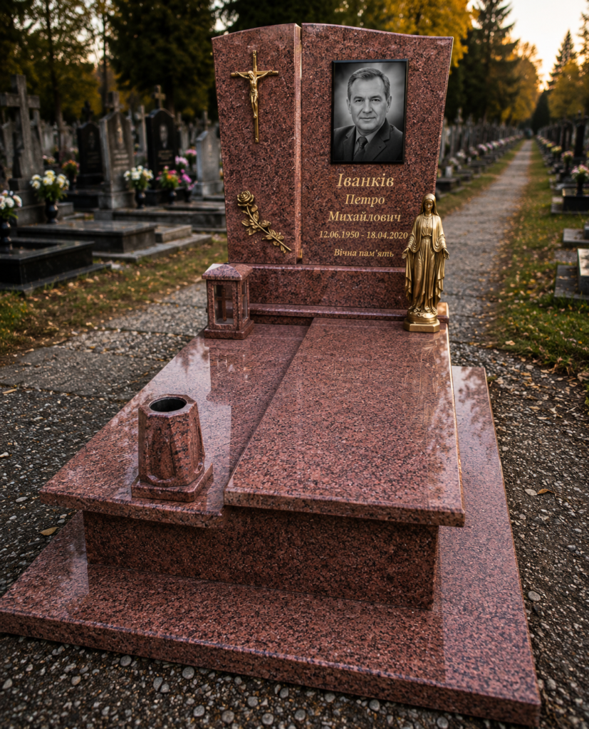 Одинарний гранітний пам’ятник «Світло Молитви»