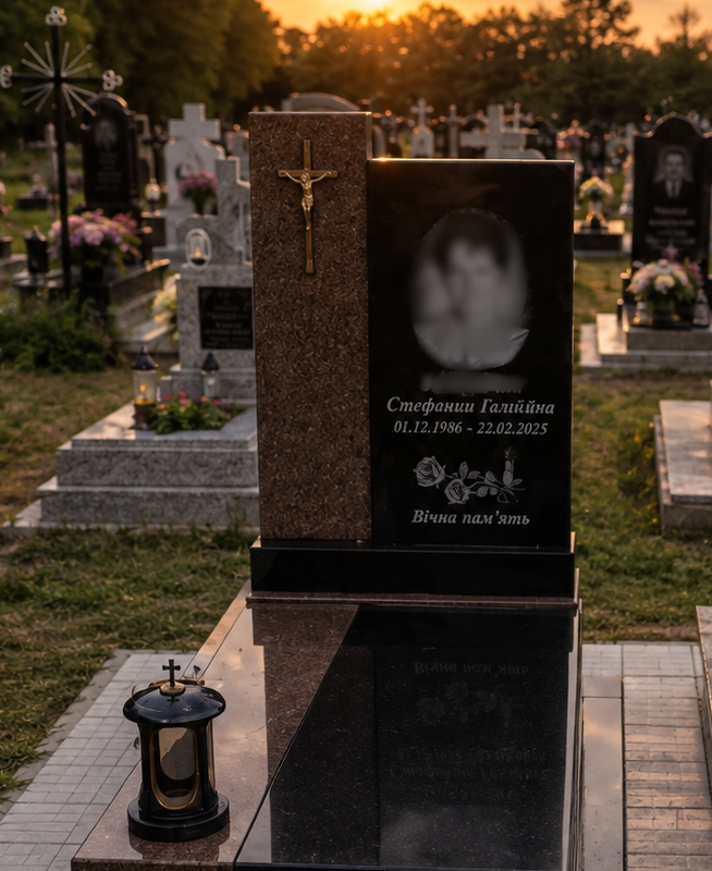Одинарний комбінований пам’ятник із граніту